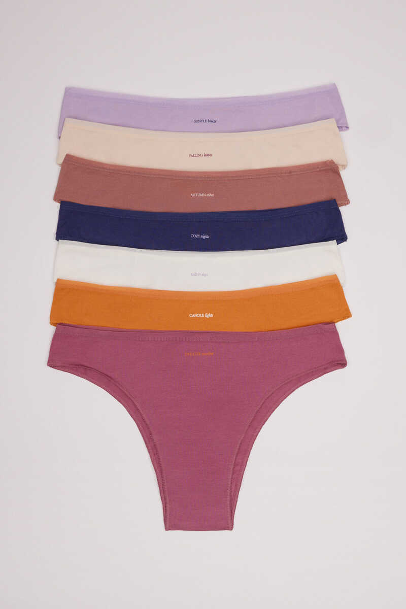 7-pack of cotton Brazilian panties with logo