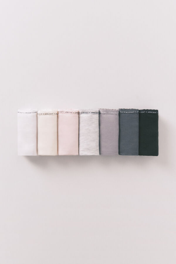 Women'secret Paket od 7 klasičnih neutralnih pamučnih gaće sa logo Print