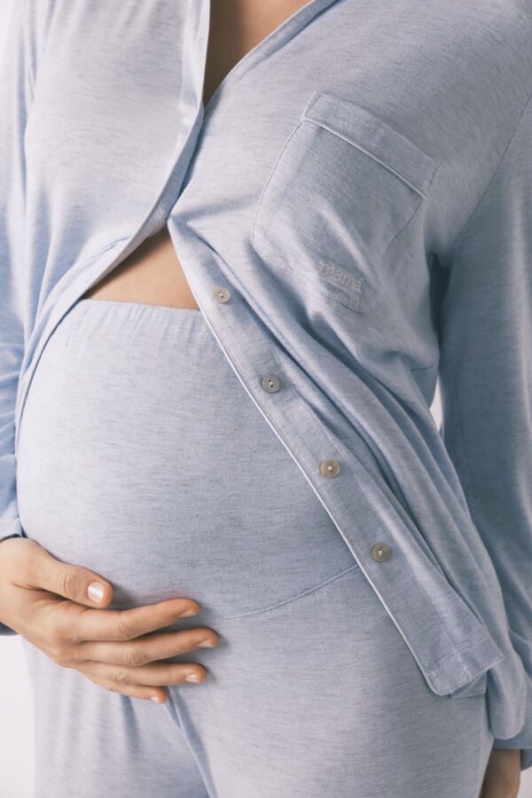 Women'secret Plava vrlo mekana trudnička duga ko&scaron;ulja pidžama Plava