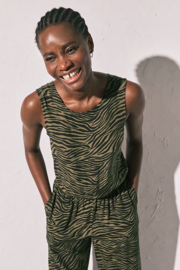 Women'secret Dugi kombinezon animal print Crna