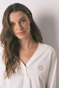 Women'secret Bela majica dugi rukav od 100% pamuka