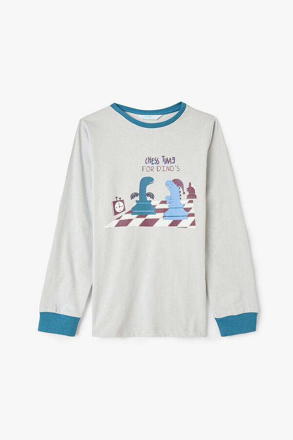 Penti Boys Chess Time Dinosaur Patterned Long Sleeve 2-Piece Pajama Set printed
