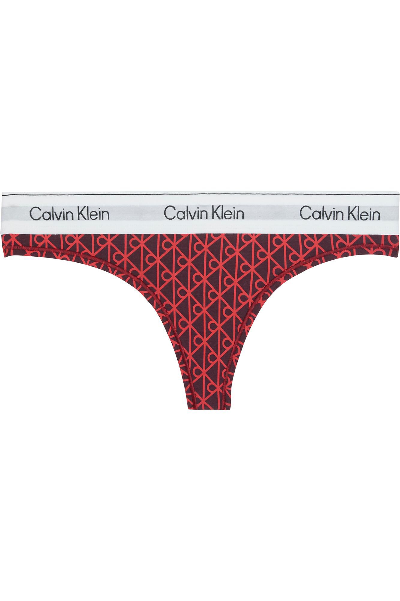 Calvin Klein Cueca tanga de algod&atilde;o com logo