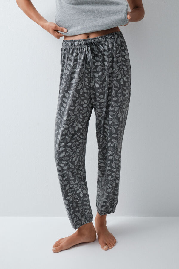 Women'secret Sive pamučne duge pufnaste pantalone Print