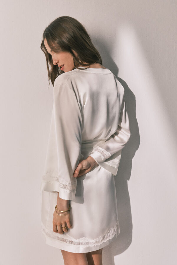 Women'secret Bež satenski dugi kućni ogrtač Bež