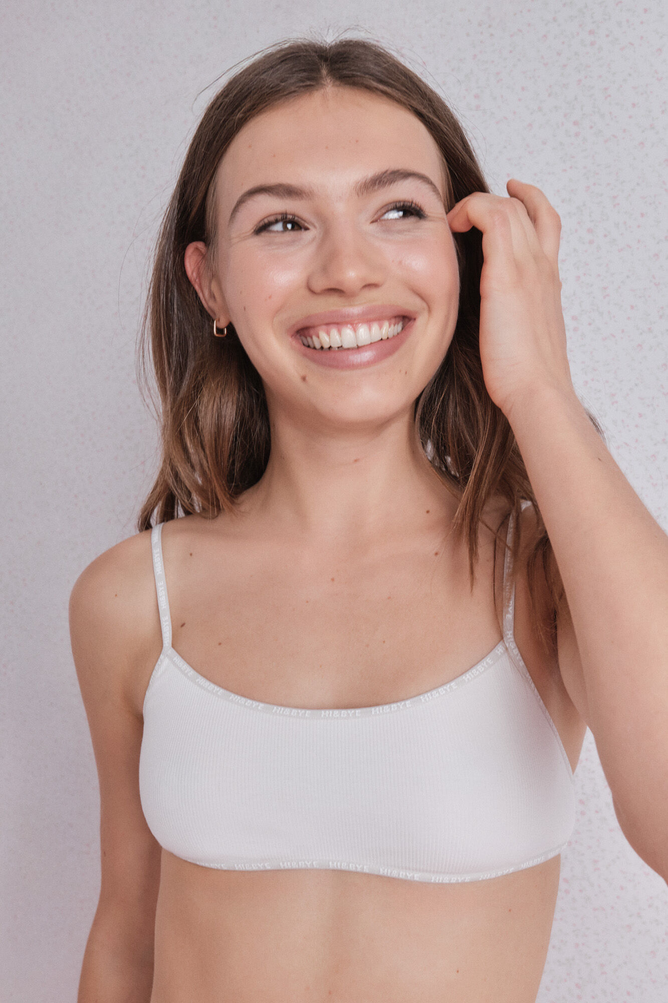 HI&BYE Beli pamučni top grudnjak sa odvojivim korpe