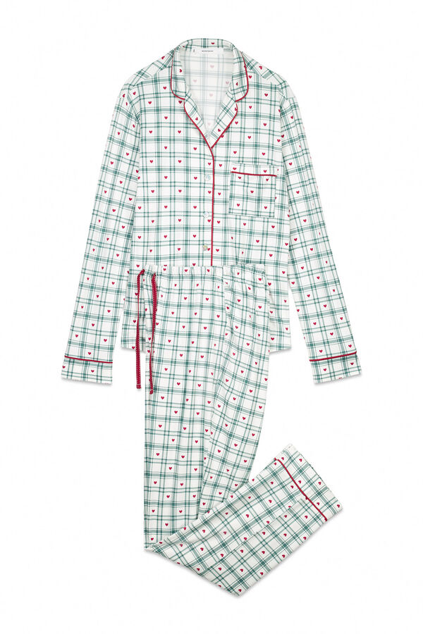 Women'secret Duga zelena ko&scaron;ulja pidžama ko&scaron;ulja sa kariranim printom Print