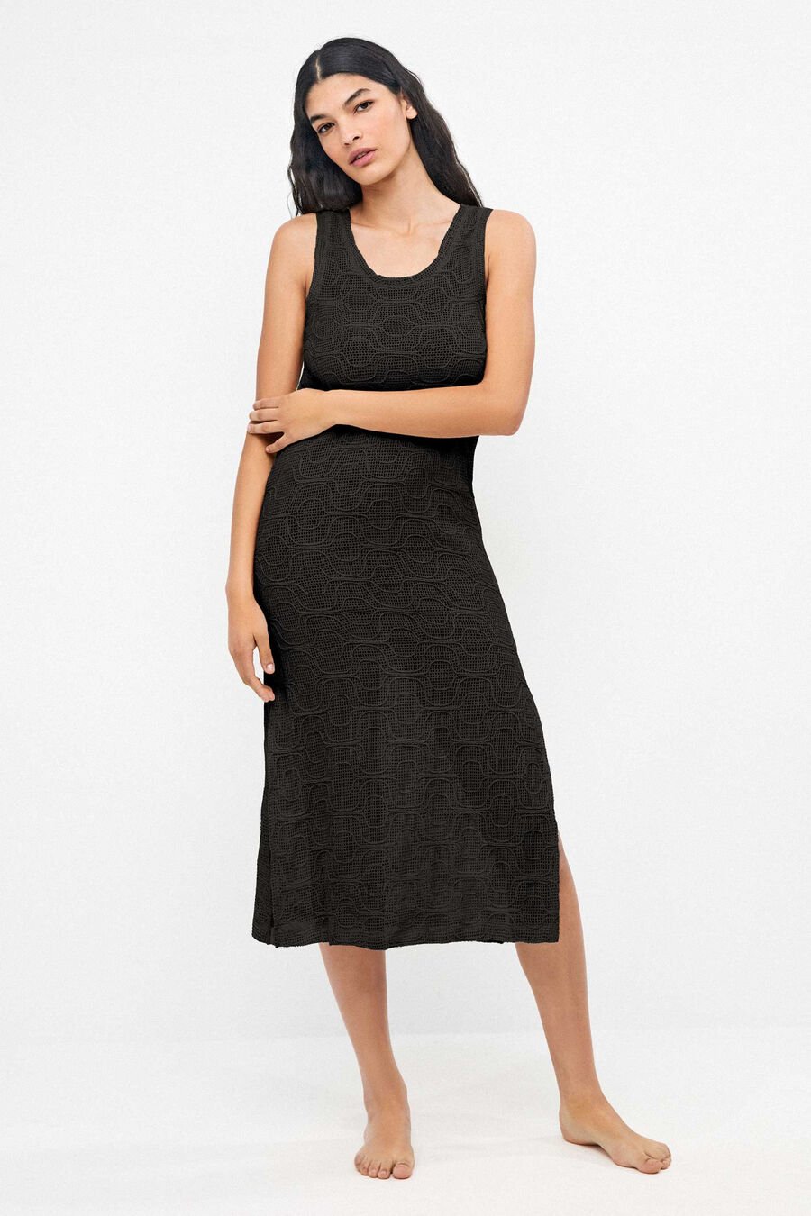 Vestido recto midi crochet