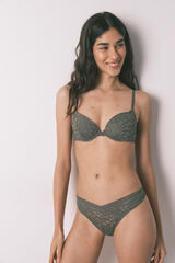 Women'secret Kaki čipkaste tanga gaćice sa V-izrezom u struku Kaki