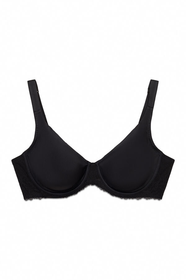 Women'secret Crni mikrofiber i čipkasti redukcioni grudnjak REAL Crna