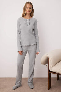 Trendyol Conjunto pijama jaspeado tapeta gris