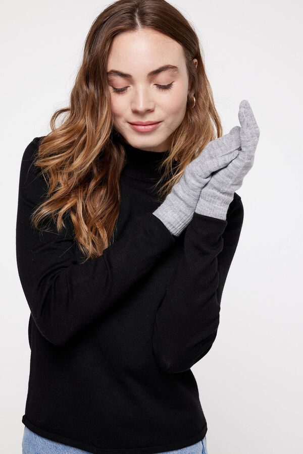 Pieces Smart jersey-knit gloves grey