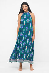 Gisela Anan&aacute;szmint&aacute;s nyakp&aacute;ntos ruha feh&eacute;r