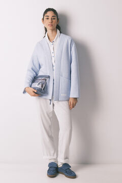 Women'secret Plav &scaron;tepani kratak kućni ogrtač