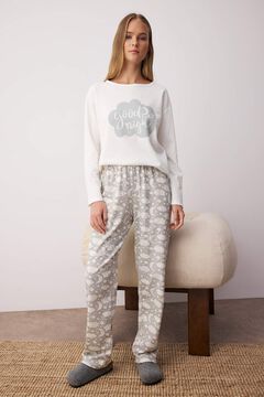 Trendyol Pijama con estampado animal blanco