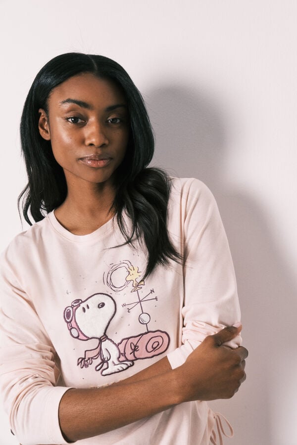 Women'secret Roze pamučna duga pidžama Snoopy Roze