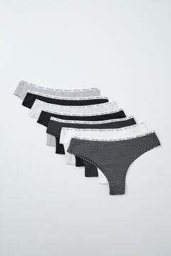 Women'secret Pack 7 bragas brasile&ntilde;a algod&oacute;n estampado B&W