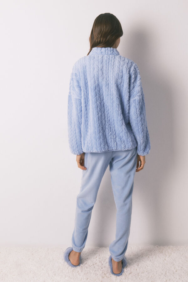 Women'secret SmileyWorld&reg; duga pidžama od flis sa visoka kragna Plava