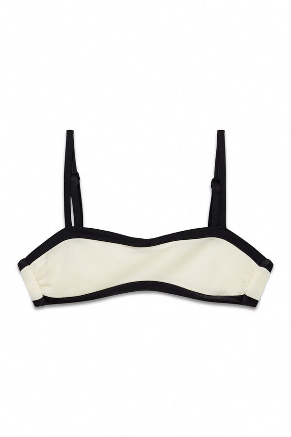 Women'secret Crno-beli horizontalni gornji deo bikinija u color block stilu Bež