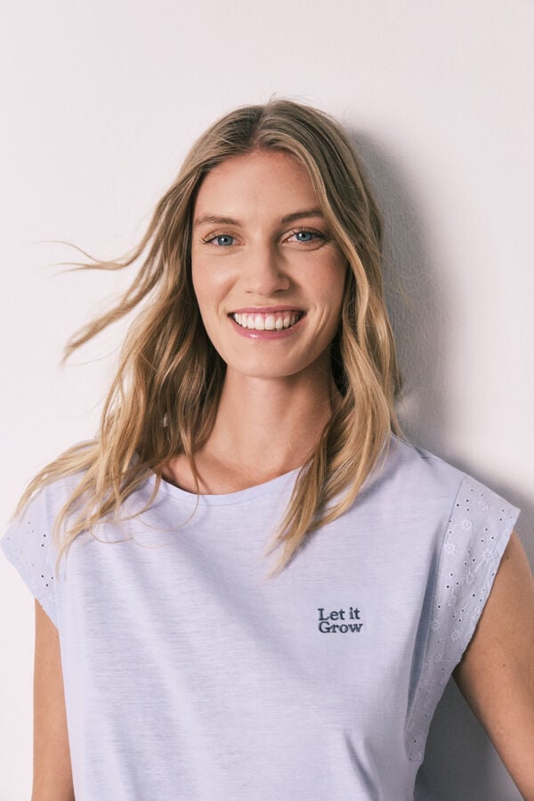 Women'secret Lila pamučna kratka pidžama sa printom Ljubičasta