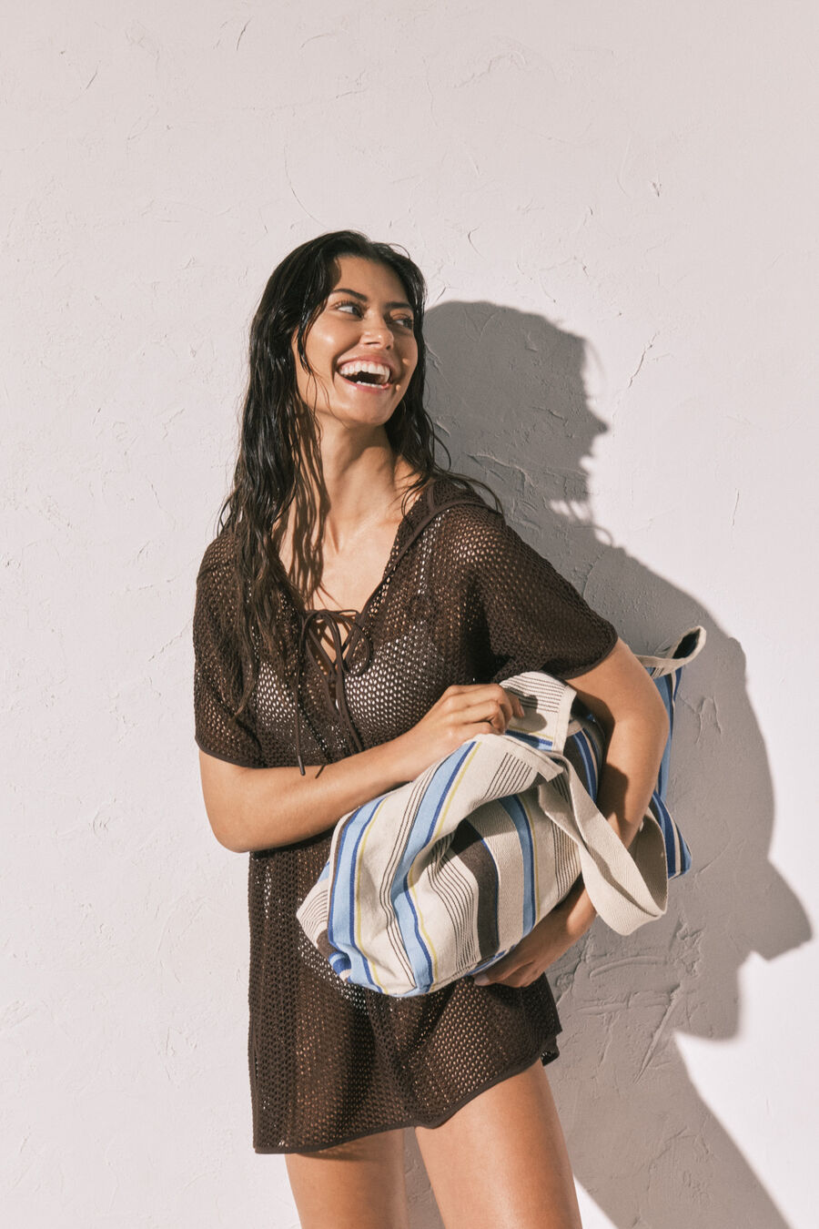 Bolso shopper playa estampado rayas