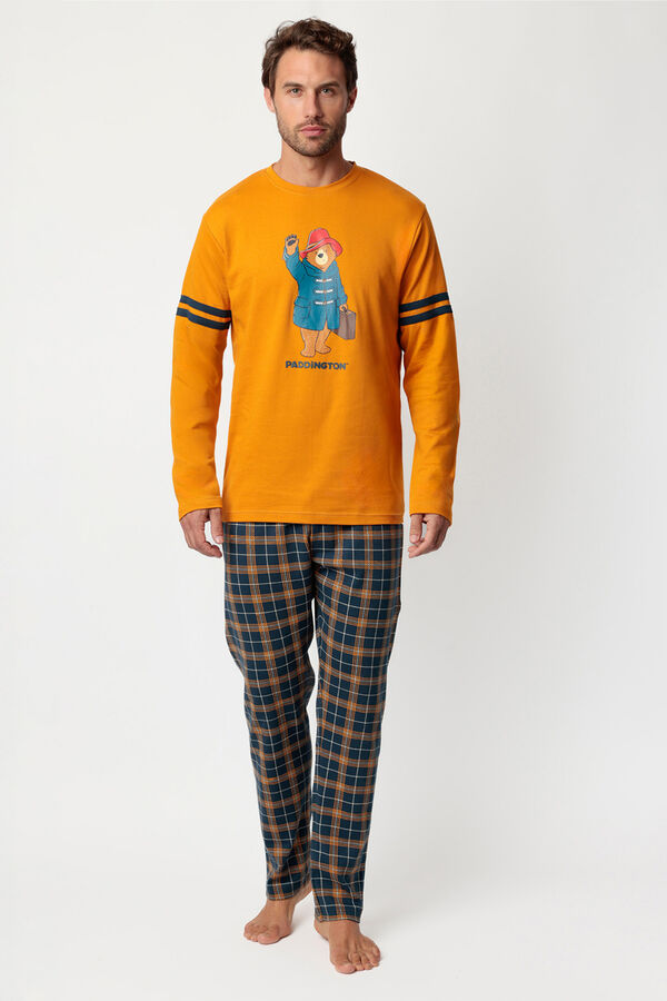 Admas Pijama largo cuadros Paddington para hombre amarillo