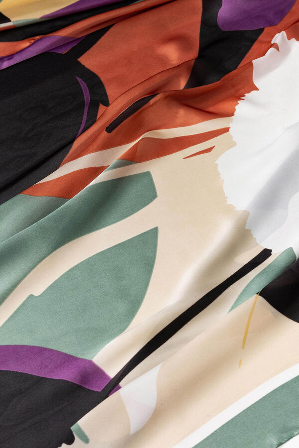 Vilanova Printed satin scarf vert