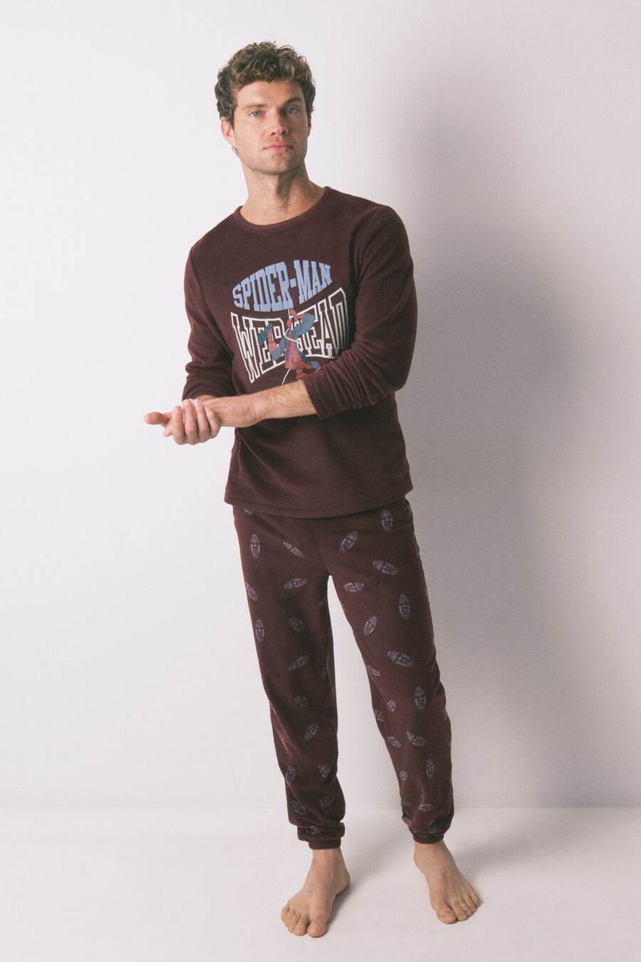 Pijama largo hombre polar rojo Spiderman