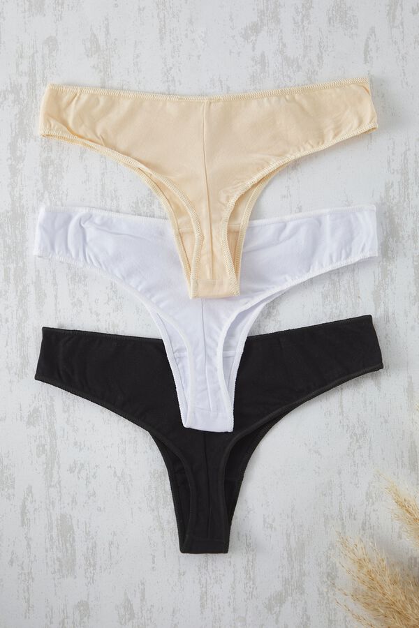 Trendyol Pack de 3 tangas lisos estampado
