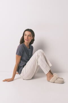 Women'secret Duge bele flanelske pantalone sa kariranim printom