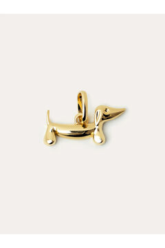 Singularu Charm Perro Teckel Enamel Black Ba&ntilde;o Oro