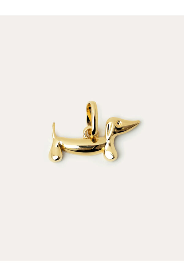 Singularu Charm chien teckel &eacute;mail noir bain or imprim&eacute;