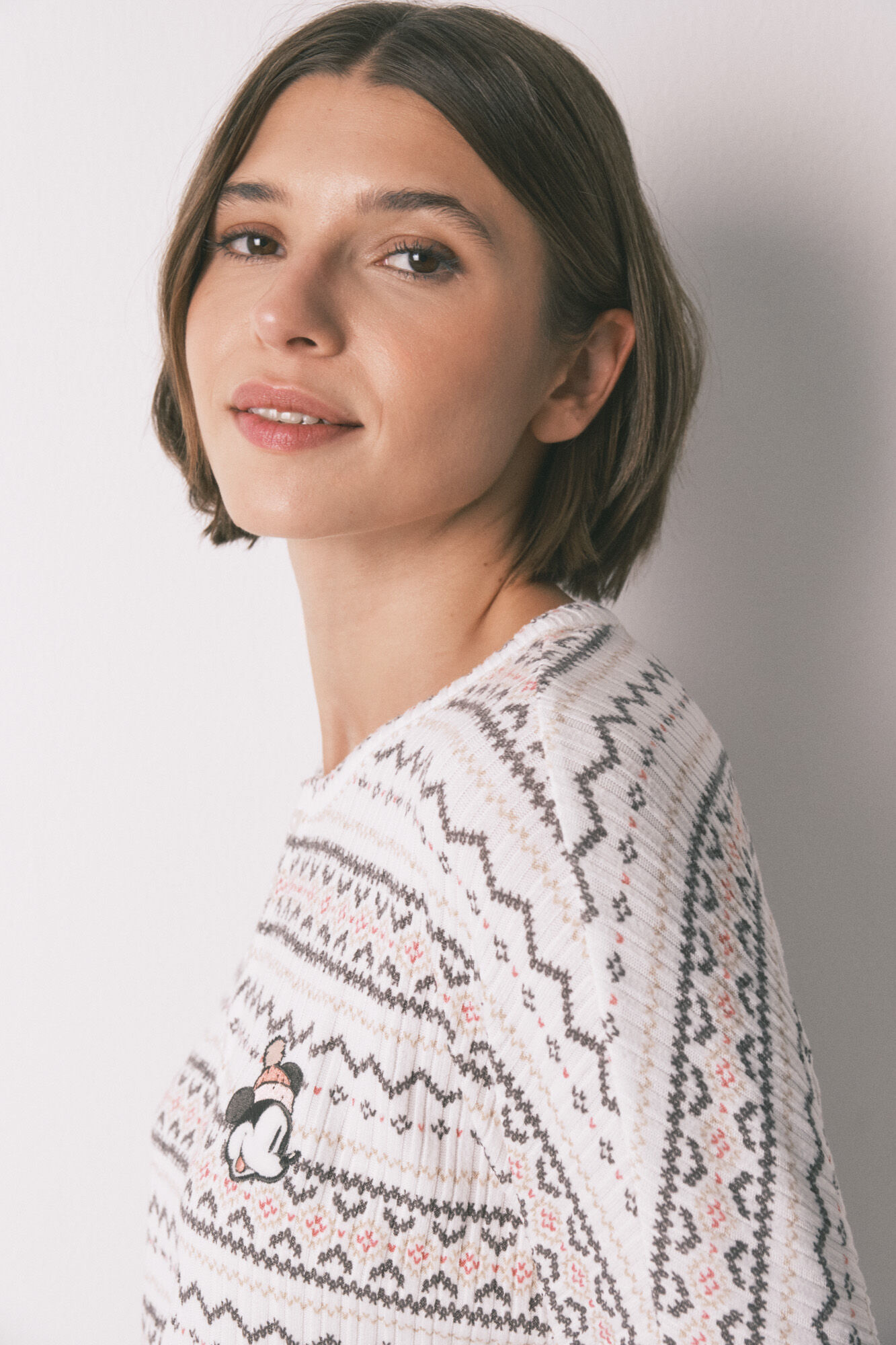 Women'secret Pijama comprido malha quente suave sanefas Mickey