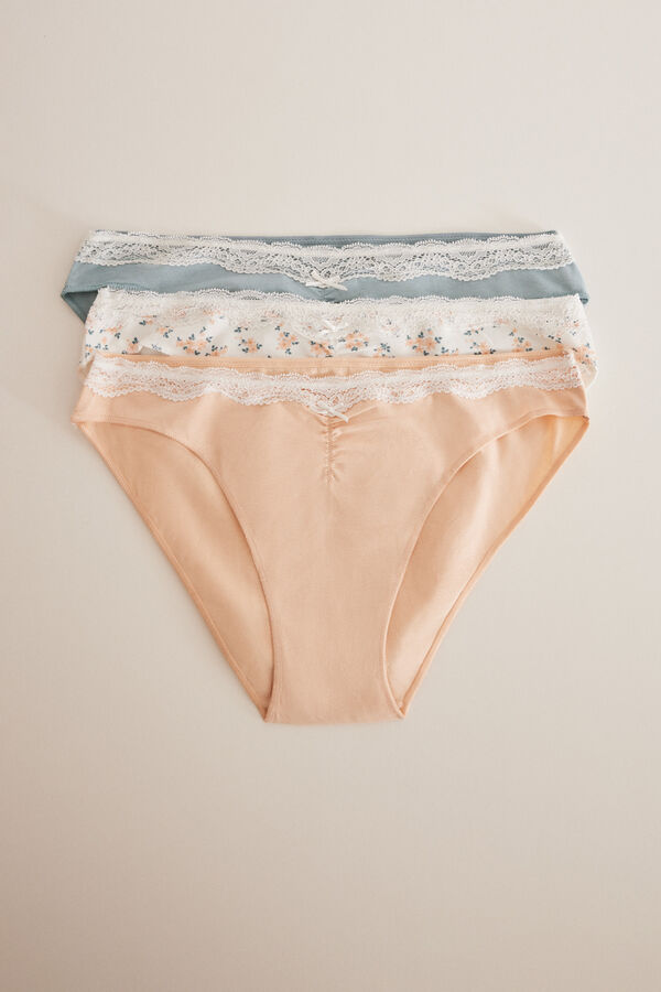 3 Pcs/lot Women's Underpants Soft Cotton Panties Girls High Waist Briefs  Striped Panty Sexy Lace