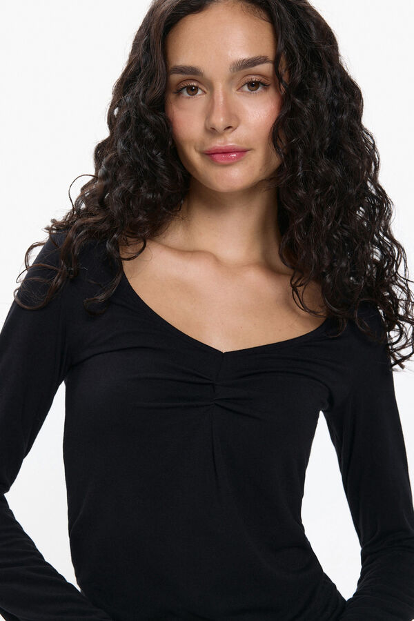 Pieces Long sleeve T-shirt Crna