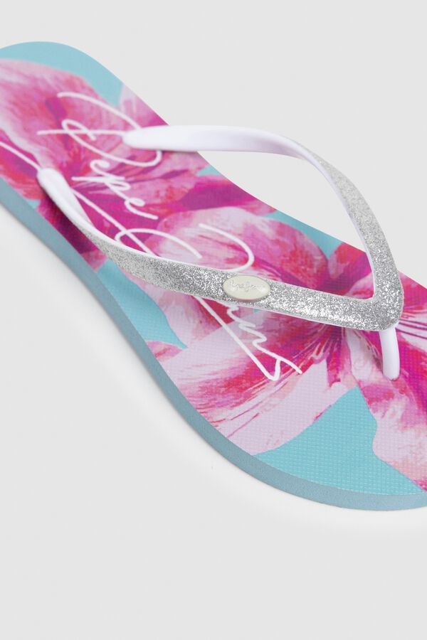Pepe Jeans Chinelos de brilho com motivo floral cinzento