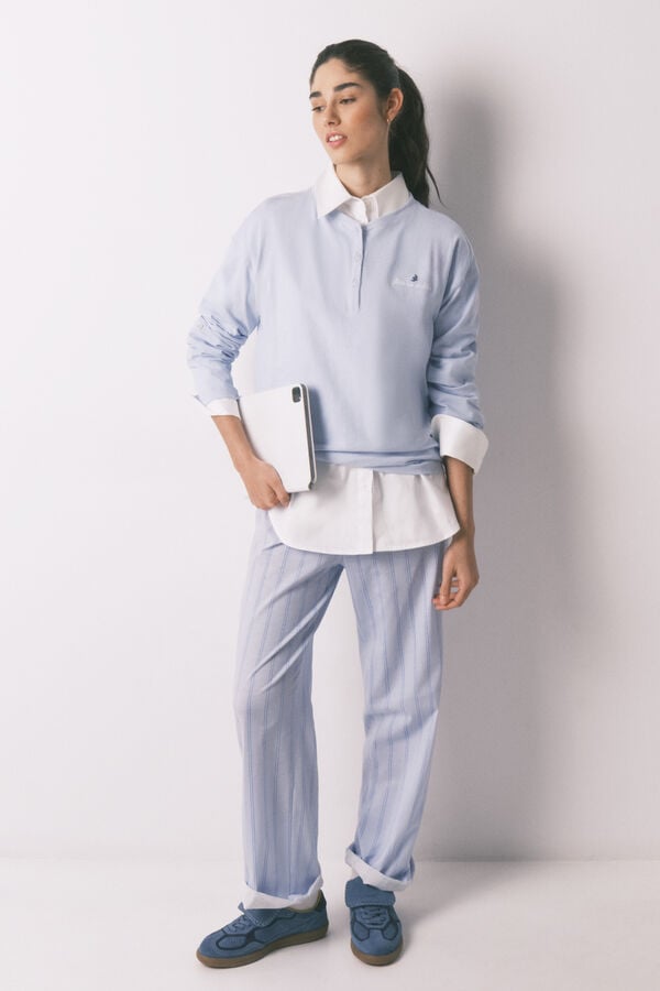 Women'secret Plava 100% pamučna majica dugih rukava Plava