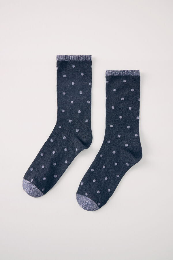 Women'secret Calcetines largos negros puntos gris