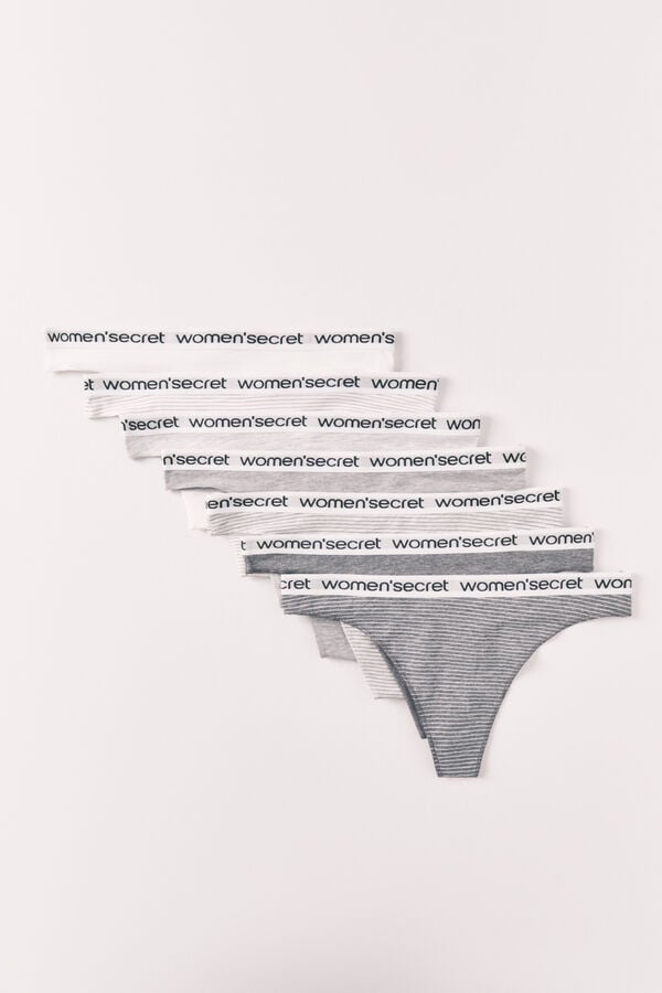 Women'secret 7 pamučnih prugastih tanga gaćica sa logom Print