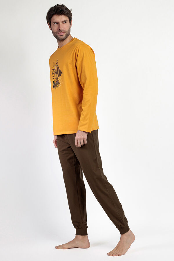 Admas Pijama largo Mandalorian 100% algodón para hombre amarillo