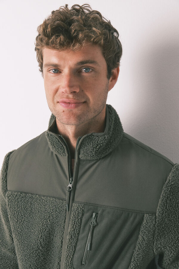 Women'secret Muški kratki zeleni kućni ogrtač od ovčije kože Kaki