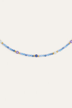 Singularu Collar Glam Azul Acero Ba&ntilde;o Oro