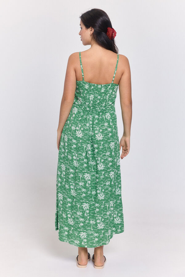 Pieces Vestido viscosa largo estampado verde
