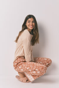 Women'secret Pantal&oacute;n largo viscosa flores naranja