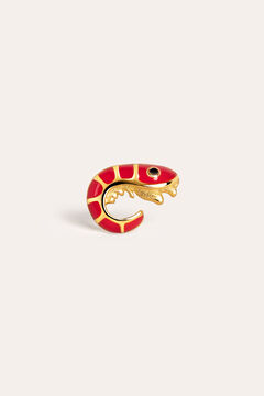 Singularu Pendientes Suelto Prawn Enamel Ba&ntilde;o Oro