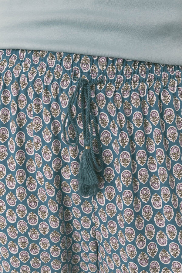 Women'secret Duge pantalone sa printom &scaron;argarepe i viskoznim &scaron;tampom Zelena