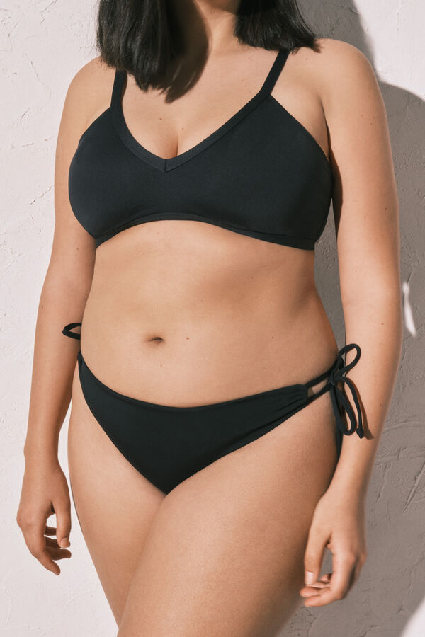 Women'secret Crni klasični donji deo bikinija sa bočnim vezivanjem Crna