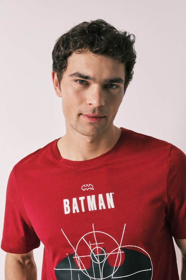 Women'secret Crvena pamučna kratka pidžama za mu&scaron;karce Batman Crvena