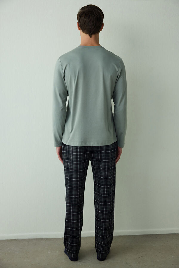 Penti Conjunto de pijama de algod&oacute;n de manga larga con eslogan estampado para hombre estampado