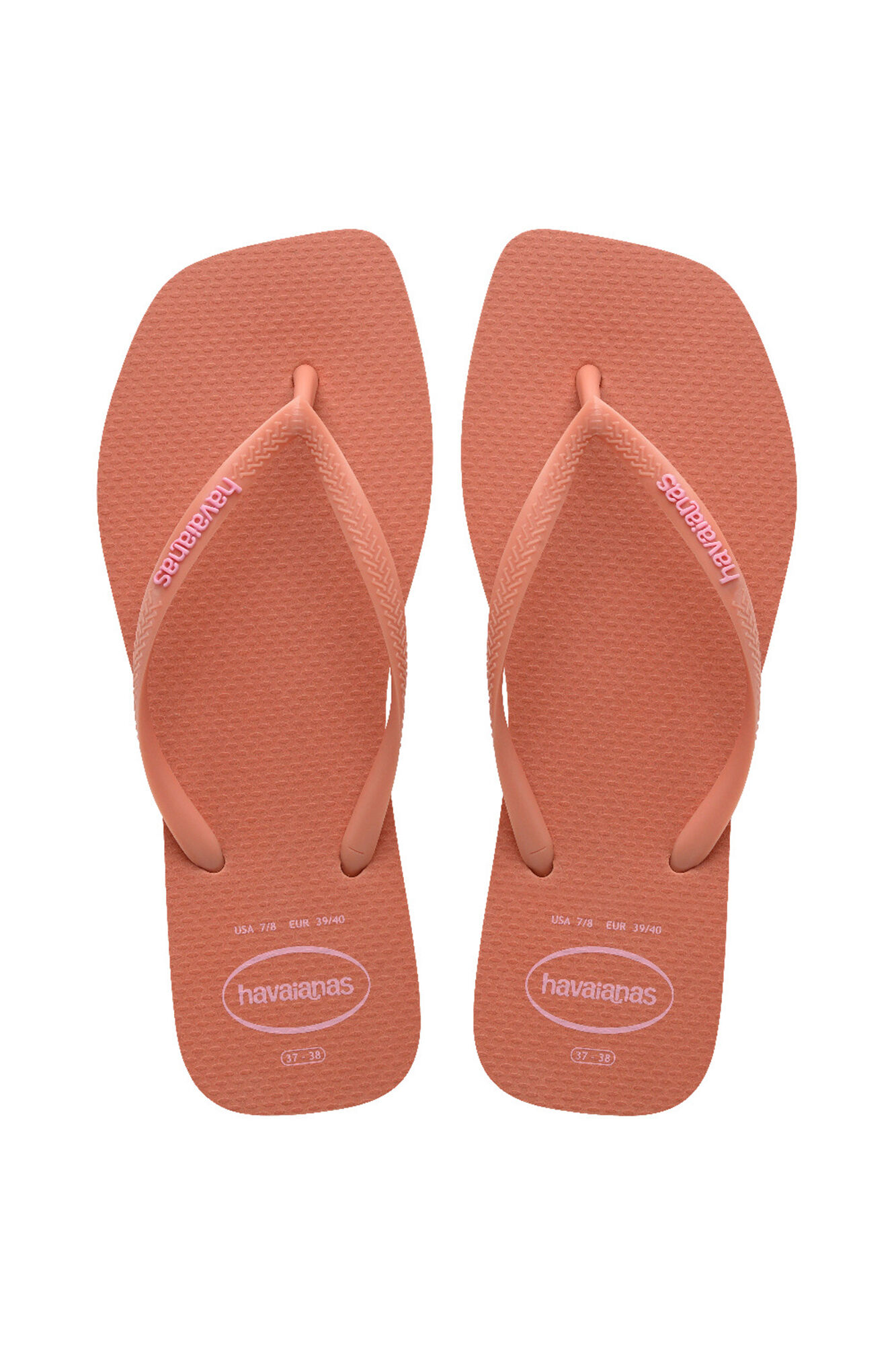 Havaianas Chinelos Hav. Logotipo quadrado fino pop-up rosa